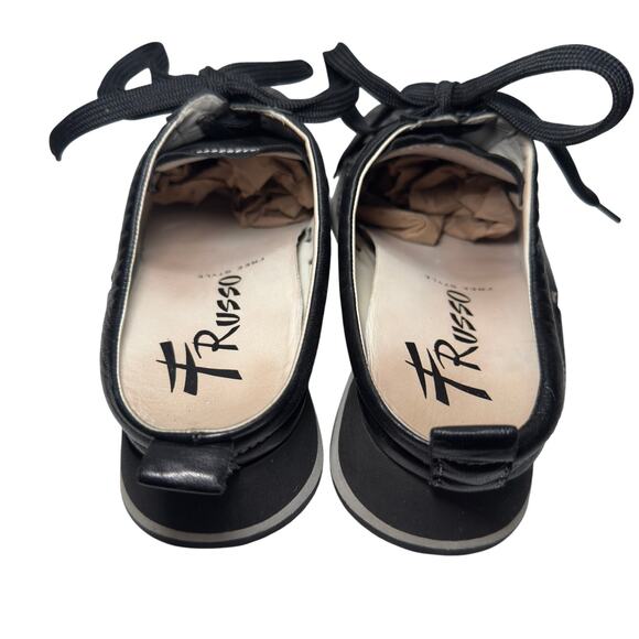 F Russo Black Leather Perforated Lace-Up Shoes US 9 Narrow Y2K Avant Garde - Picture 6 of 7